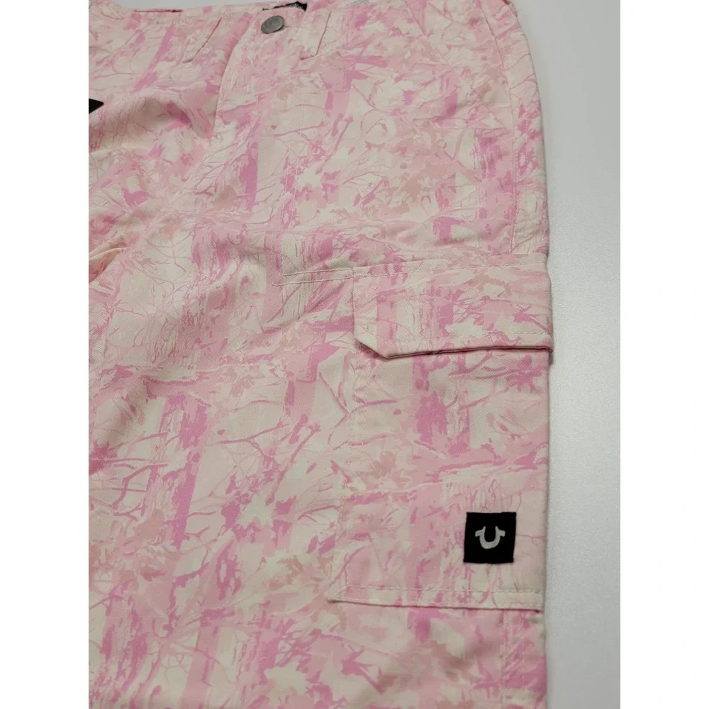 True Religion Women's Light Pink Baggy Camo Military Cargo Pants Size 26x32 NWT